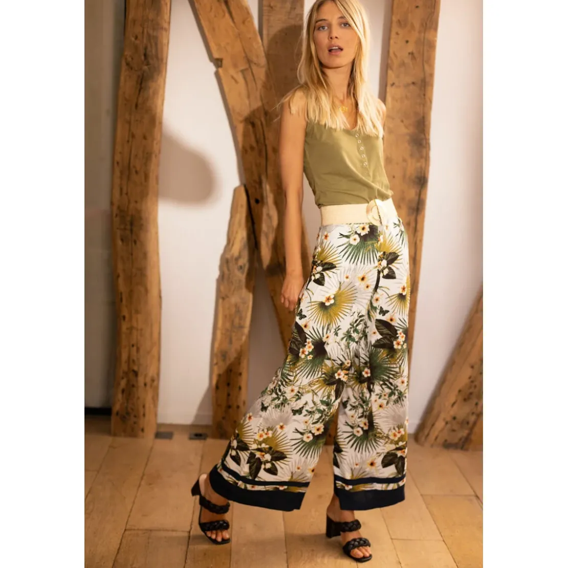 3S. x Le VestiairePantalon large imprimé tropical Véran