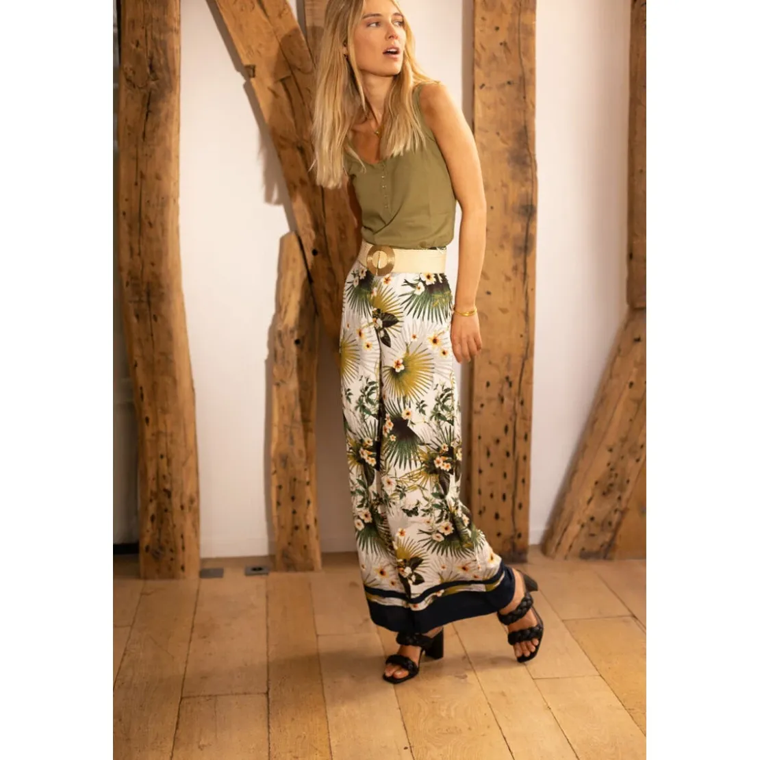 3S. x Le VestiairePantalon large imprimé tropical Véran