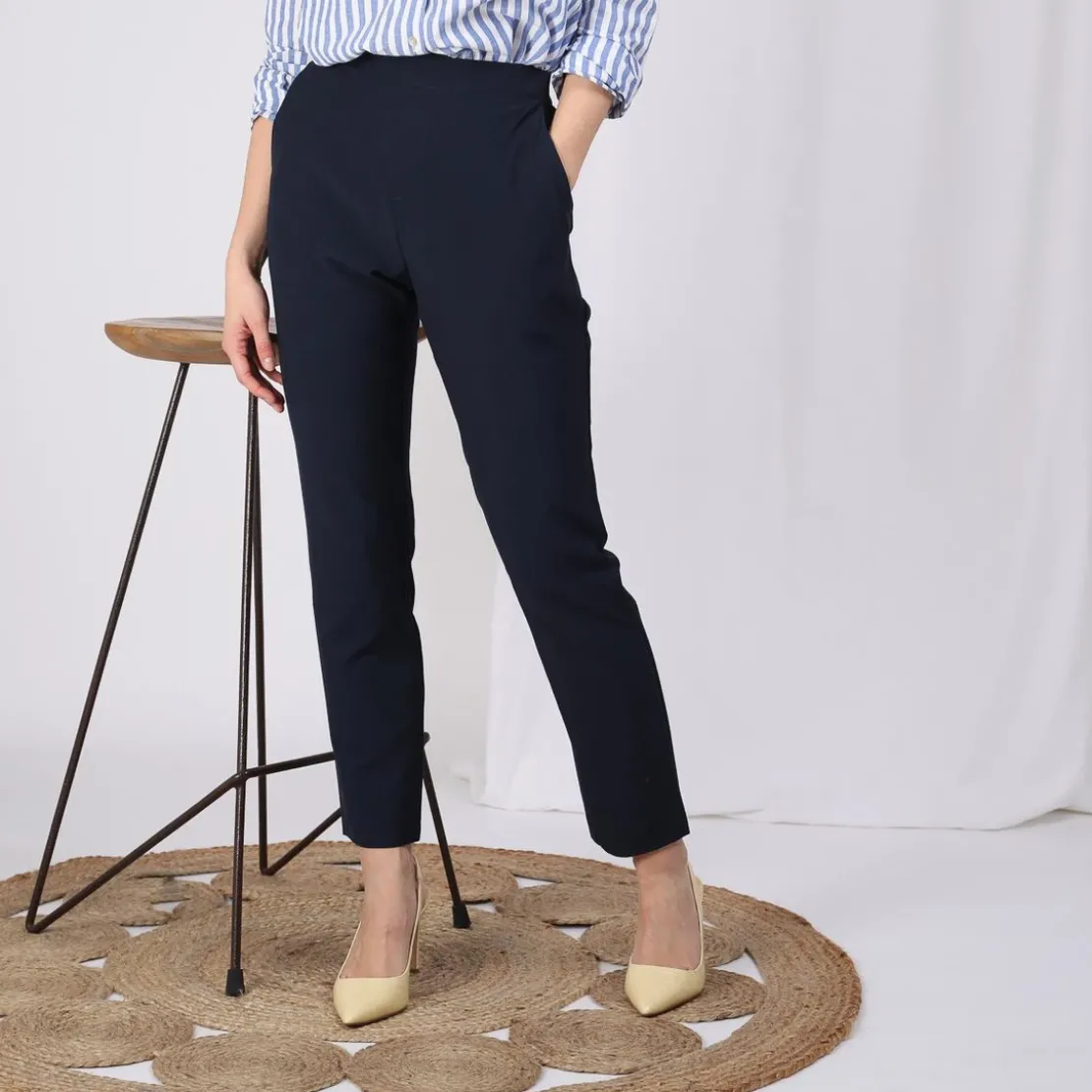 3S. x Le VestiairePantalon taille élastiquée Virgile bleu