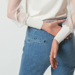3S. x Le VestiairePull avec manches transparentes Albane en viscose blanc