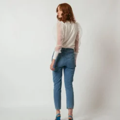3S. x Le VestiairePull avec manches transparentes Albane en viscose blanc