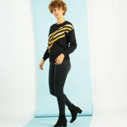 3S. x Le VestiairePull bandes lurex Charly en viscose
