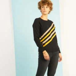 3S. x Le VestiairePull bandes lurex Charly en viscose