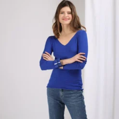 3S. x Le VestiairePull fin col V James en viscose