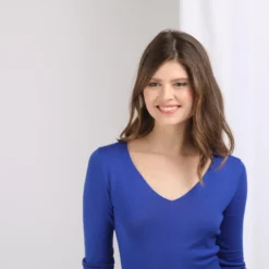3S. x Le VestiairePull fin col V James en viscose