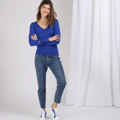 3S. x Le VestiairePull fin col V James en viscose