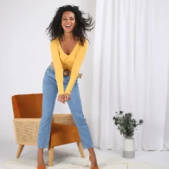 3S. x Le VestiairePull fin col V James en viscose