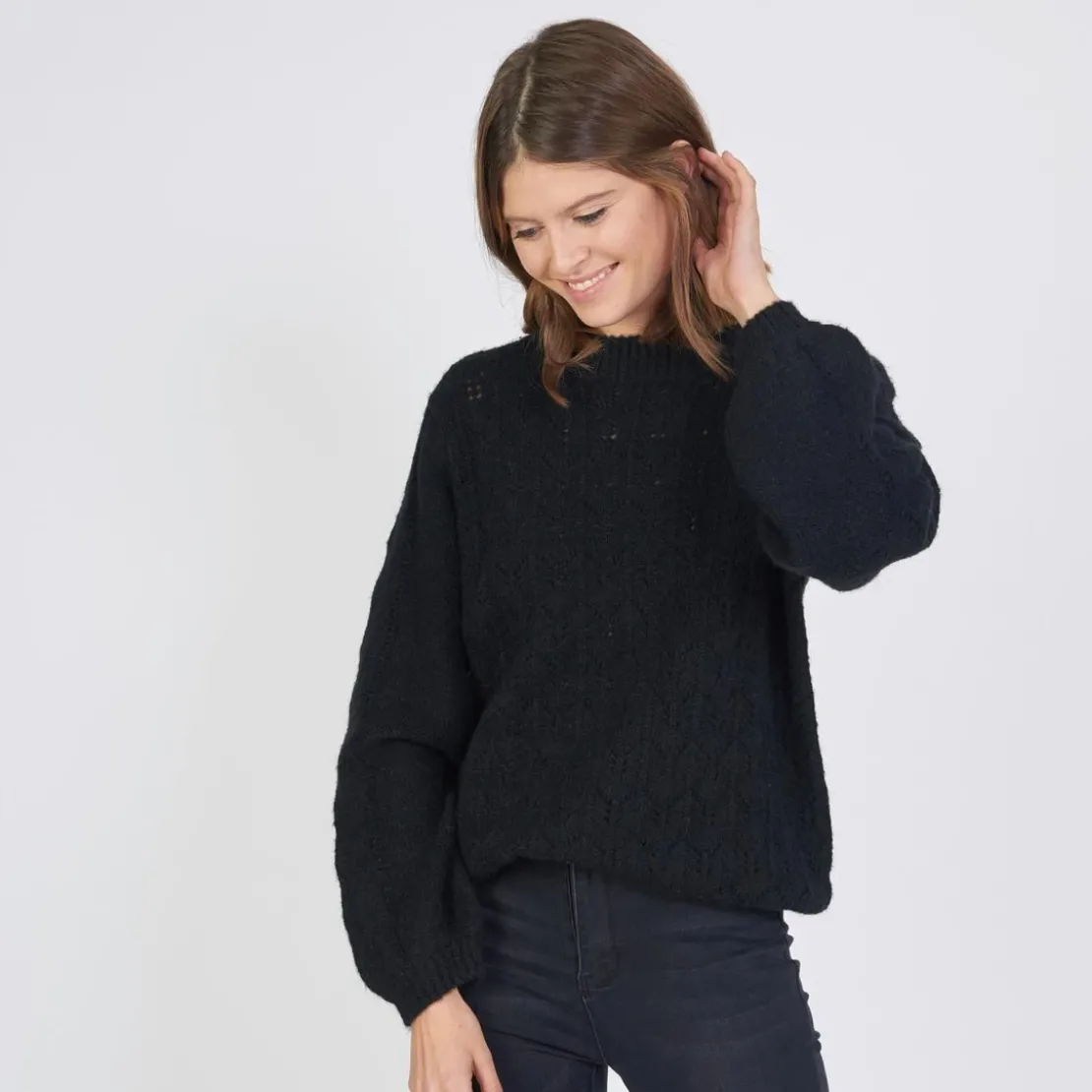 3S. x Le VestiairePull maille pointelle Beth en viscose