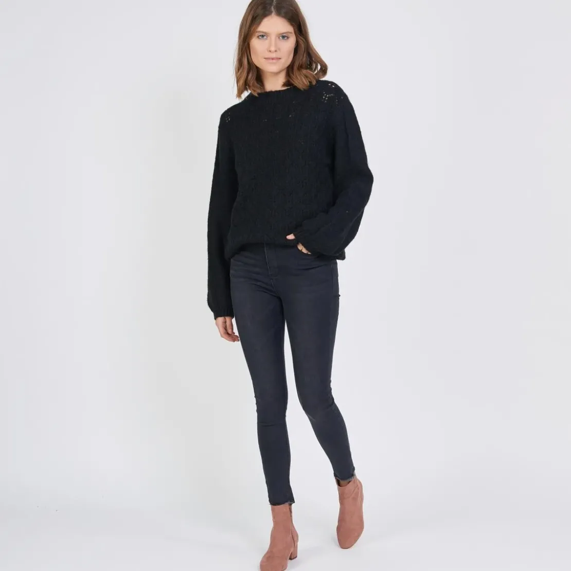 3S. x Le VestiairePull maille pointelle Beth en viscose