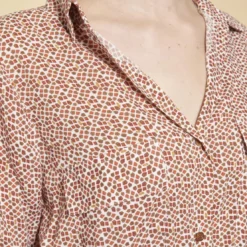 3S. x Le VestiaireRobe chemise ceinturée imprimée rouge en viscose