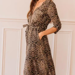 3S. x Le VestiaireRobe chemise léopard Dany en viscose
