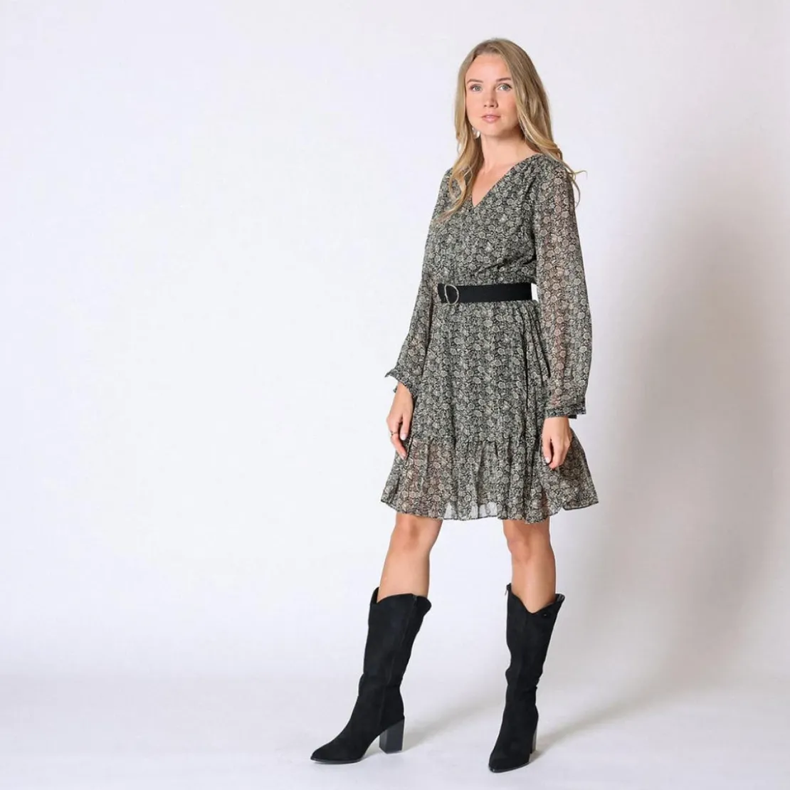 3S. x Le VestiaireRobe courte fleurie Béatrice noir