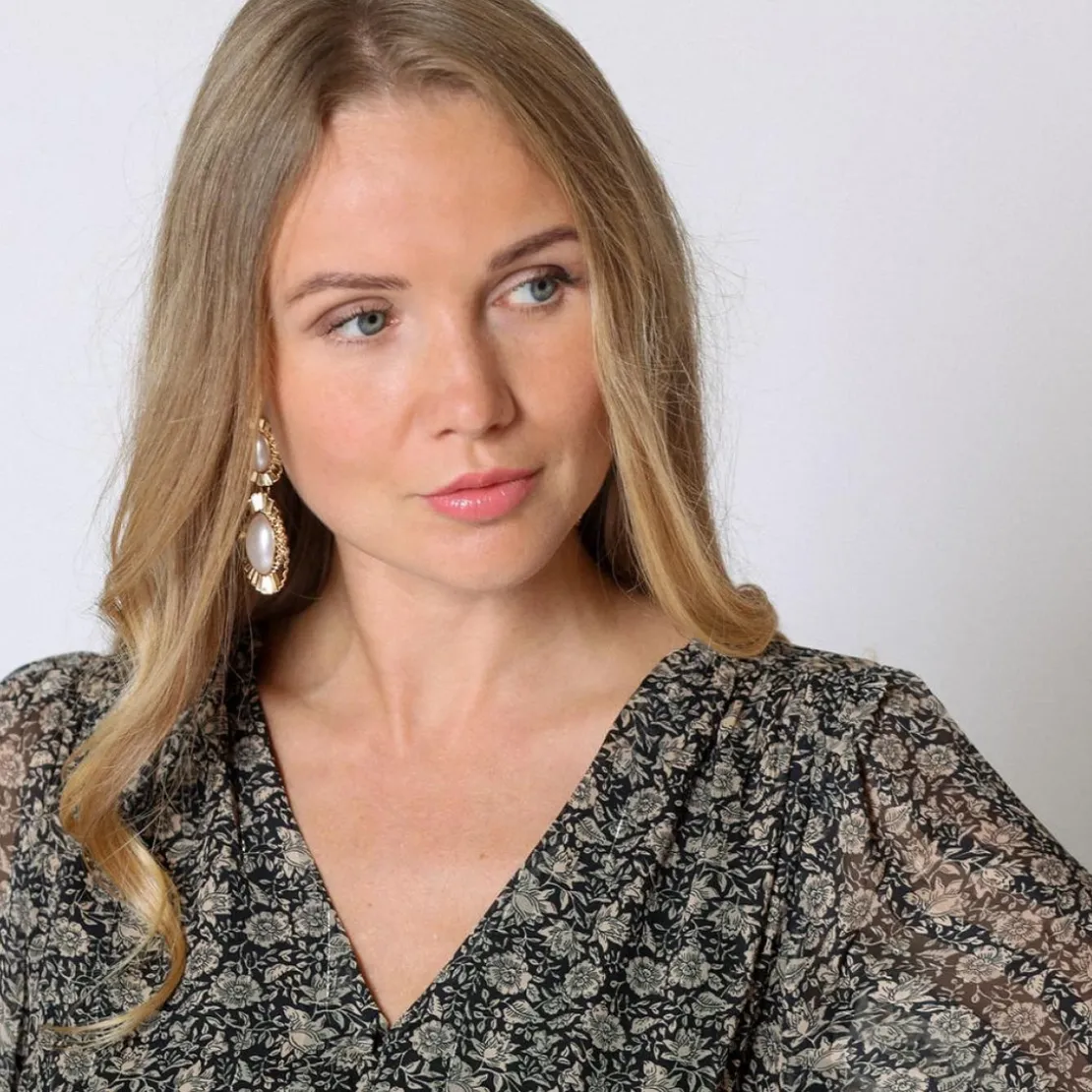 3S. x Le VestiaireRobe courte fleurie Béatrice noir