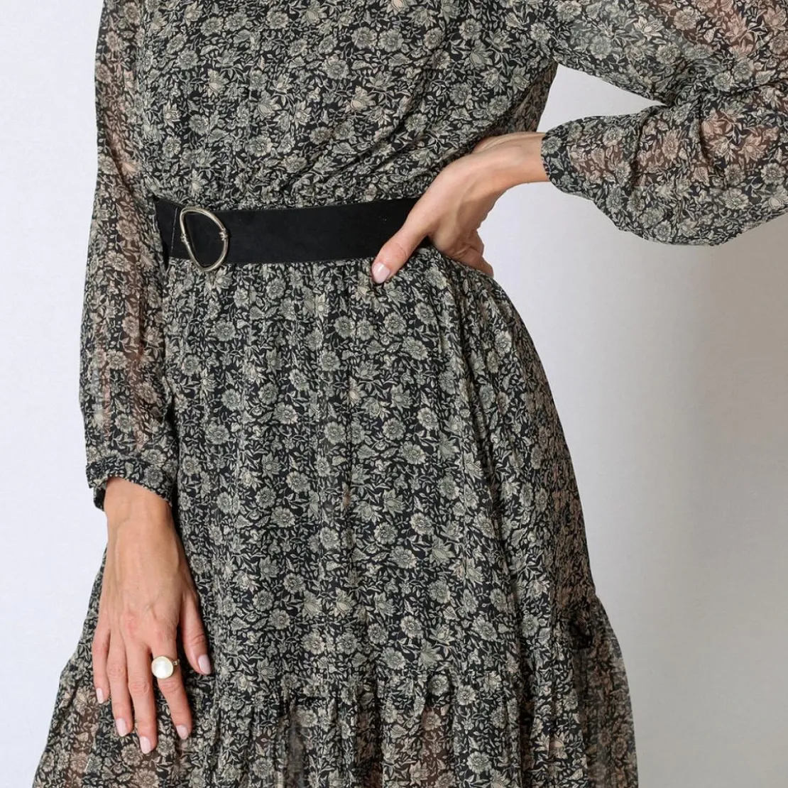 3S. x Le VestiaireRobe courte fleurie Béatrice noir