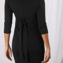 3S. x Le VestiaireRobe courte manches 3/4 et ceinture à nouer femme - Noir
