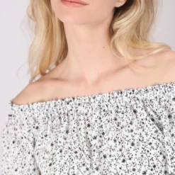 3S. x Le VestiaireRobe courte épaule dénudée imprimée fleurs Daphnée en viscose