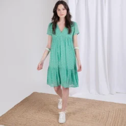3S. x Le VestiaireRobe courte à pois doré Flore en viscose