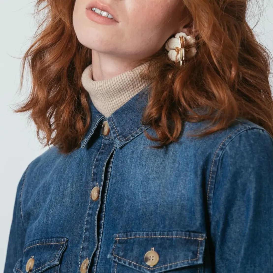 3S. x Le VestiaireRobe en denim ceinturée Dany bleu