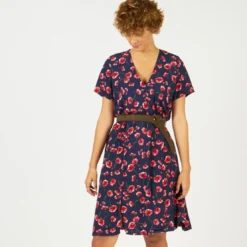 3S. x Le VestiaireRobe fleurie mi-longue cache-cœur Blues
