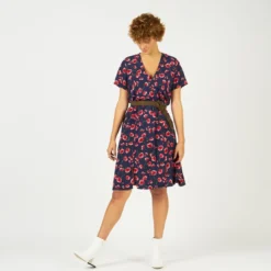 3S. x Le VestiaireRobe fleurie mi-longue cache-cœur Blues