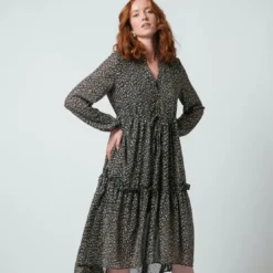 3S. x Le VestiaireRobe longue boutonnée Jeanne Noire