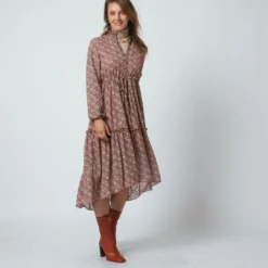 3S. x Le VestiaireRobe longue boutonnée Jeanne Terracota