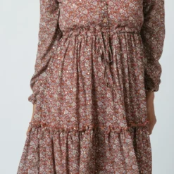 3S. x Le VestiaireRobe longue boutonnée Jeanne Terracota