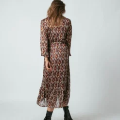 3S. x Le VestiaireRobe longue imprimée croisée Mary bordeaux