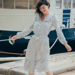 3S. x Le VestiaireRobe longue manches longues imprimée Dany en viscose