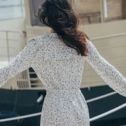 3S. x Le VestiaireRobe longue manches longues imprimée Dany en viscose