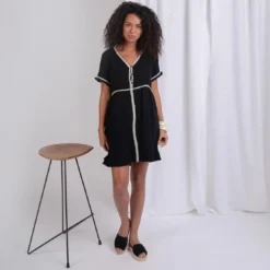 3S. x Le VestiaireRobe manches courtes en gaz de coton Claire