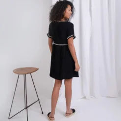 3S. x Le VestiaireRobe manches courtes en gaz de coton Claire