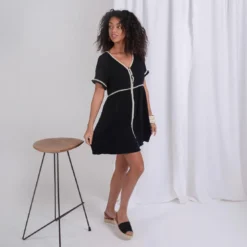 3S. x Le VestiaireRobe manches courtes en gaz de coton Claire