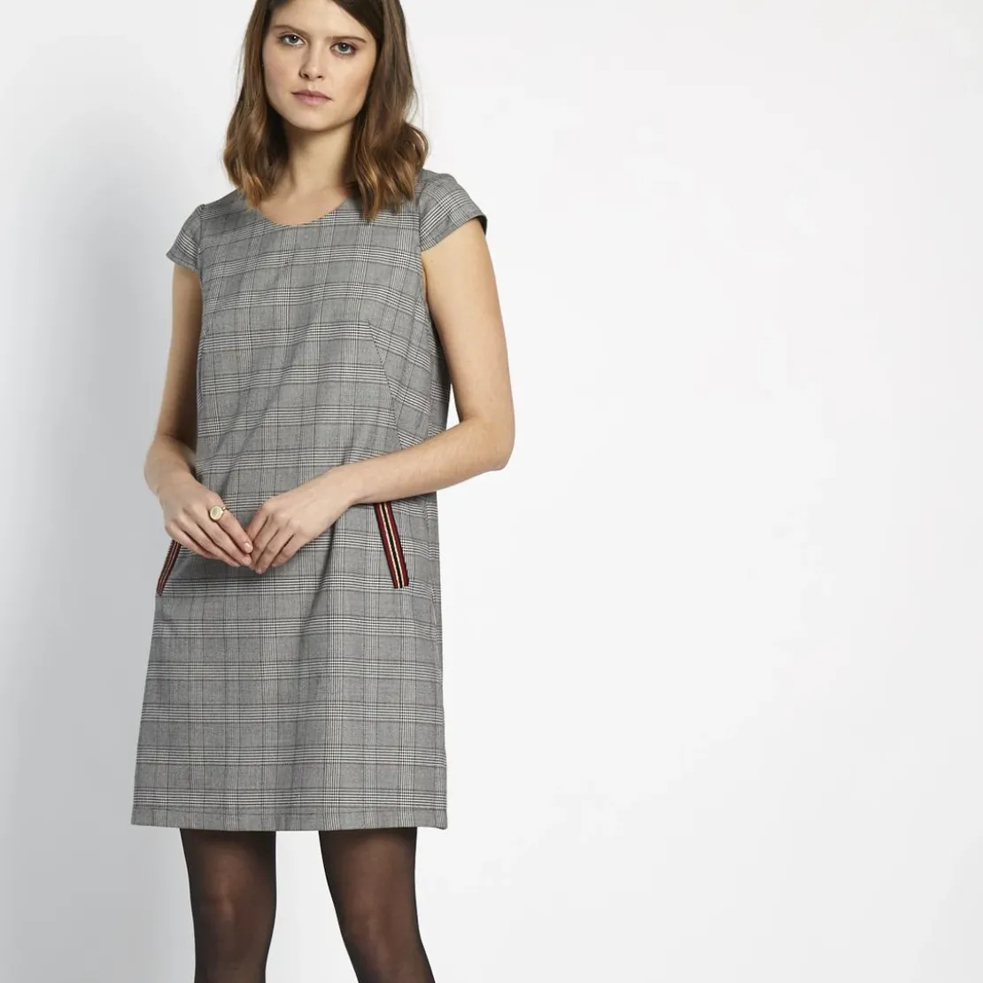 3S. x Le VestiaireRobe manches courtes à carreaux Calla