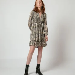 3S. x Le VestiaireRobe manches longues imprimée Cachemire Lola noir