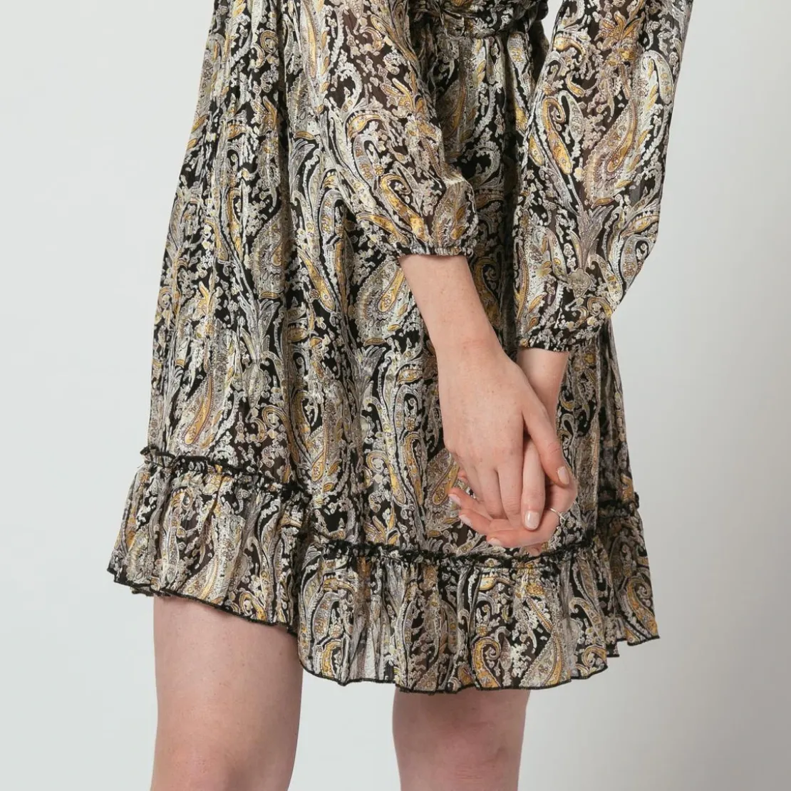 3S. x Le VestiaireRobe manches longues imprimée Cachemire Lola noir