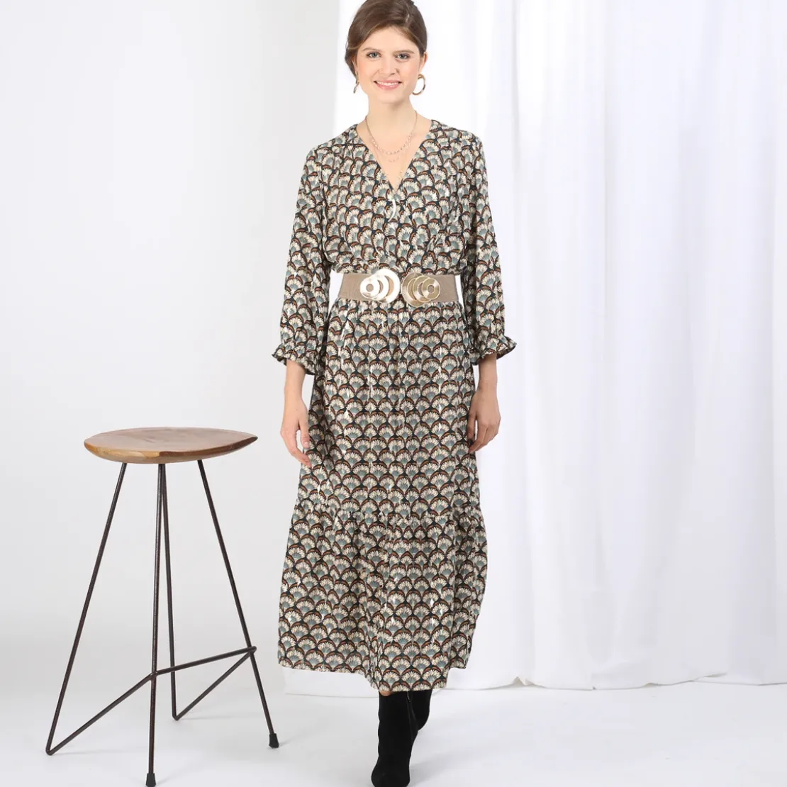 3S. x Le VestiaireRobe midi imprimée Faustine