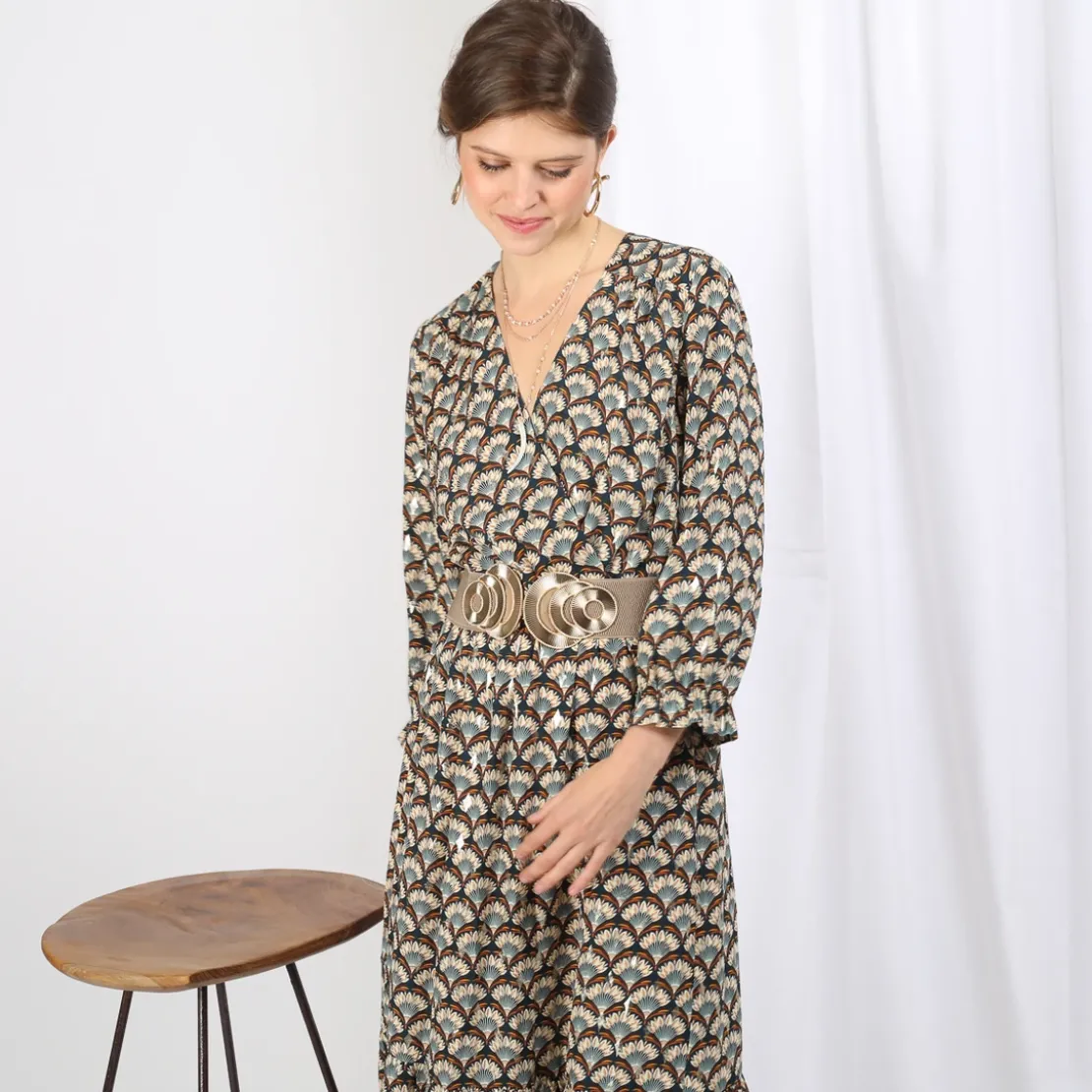 3S. x Le VestiaireRobe midi imprimée Faustine