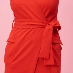 3S. x Le VestiaireRobe portefeuille ceinturée unie rouge