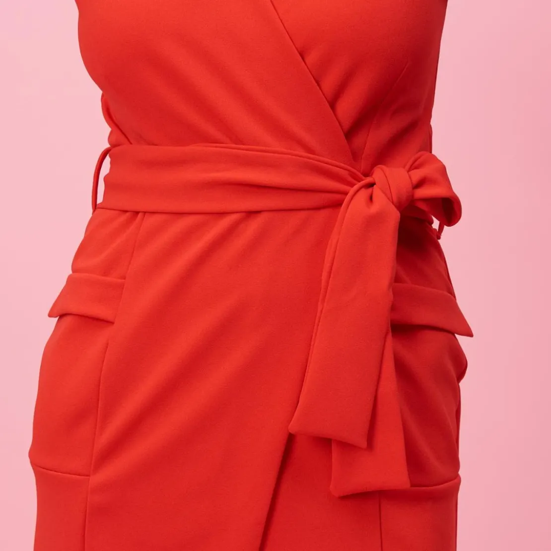3S. x Le VestiaireRobe portefeuille ceinturée unie rouge