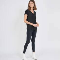 3S. x Le VestiaireTee-shirt manches courtes col V Agnès en soie