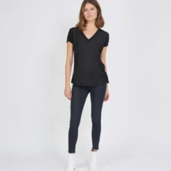 3S. x Le VestiaireTee-shirt manches courtes col V Agnès en soie