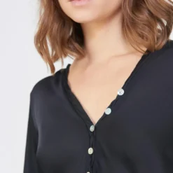 3S. x Le VestiaireTee-shirt manches longues mélange soie Jil noir