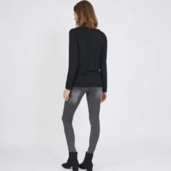 3S. x Le VestiaireTee-shirt manches longues mélange soie Jil noir
