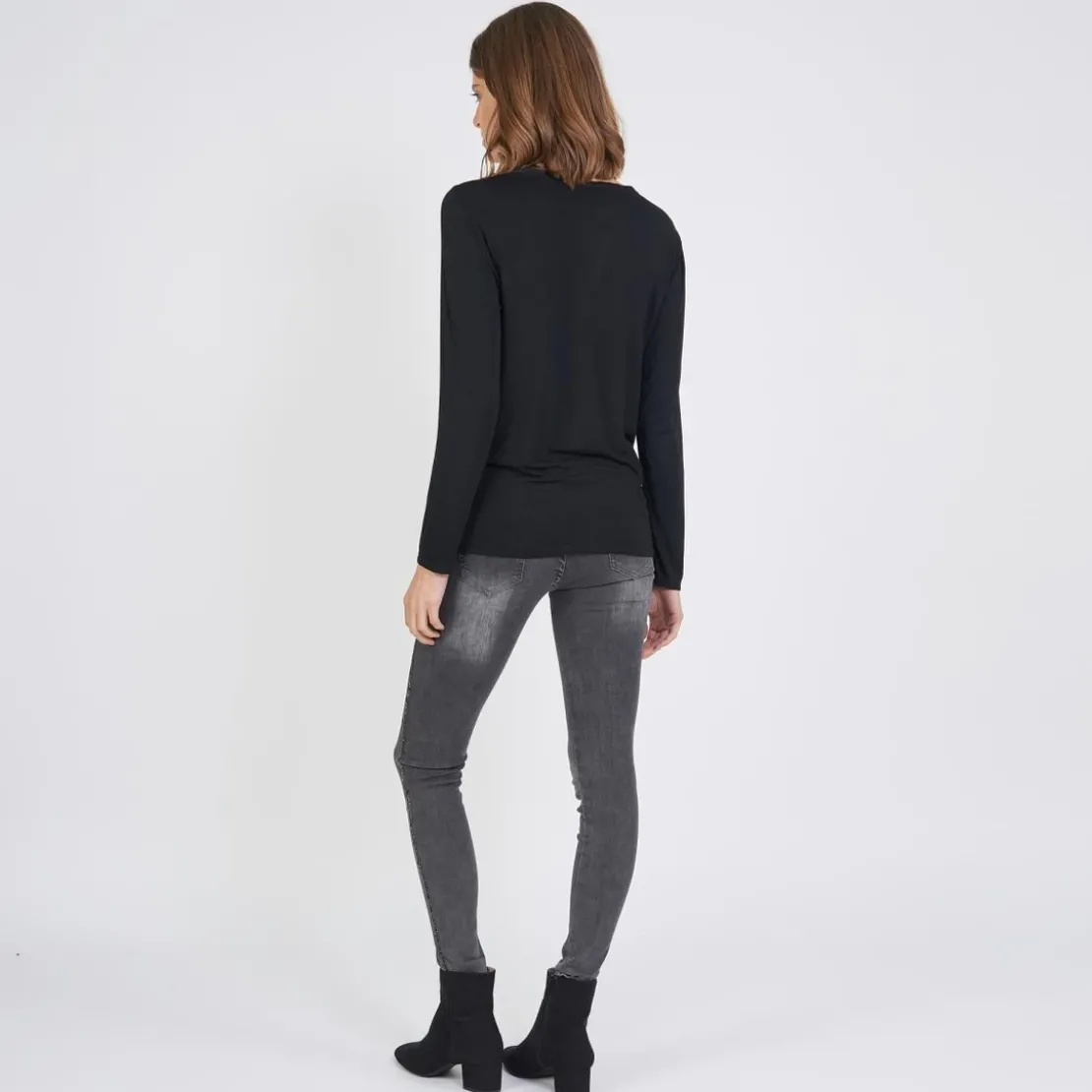 3S. x Le VestiaireTee-shirt manches longues mélange soie Jil noir