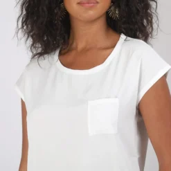 3S. x Le VestiaireTee-shirt uni manches courtes poche poitrine femme - Blanc