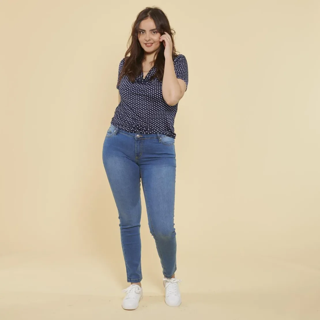 3S. x Le VestiaireT-shirt manches courtes imprimé pois bleu marine