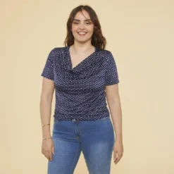 3S. x Le VestiaireT-shirt manches courtes imprimé pois bleu marine