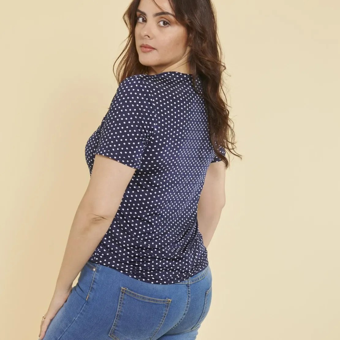 3S. x Le VestiaireT-shirt manches courtes imprimé pois bleu marine