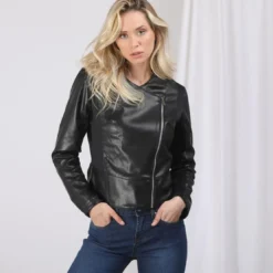 3S. x Le VestiaireVeste croisée zippée manches longues et volant femme - Noir